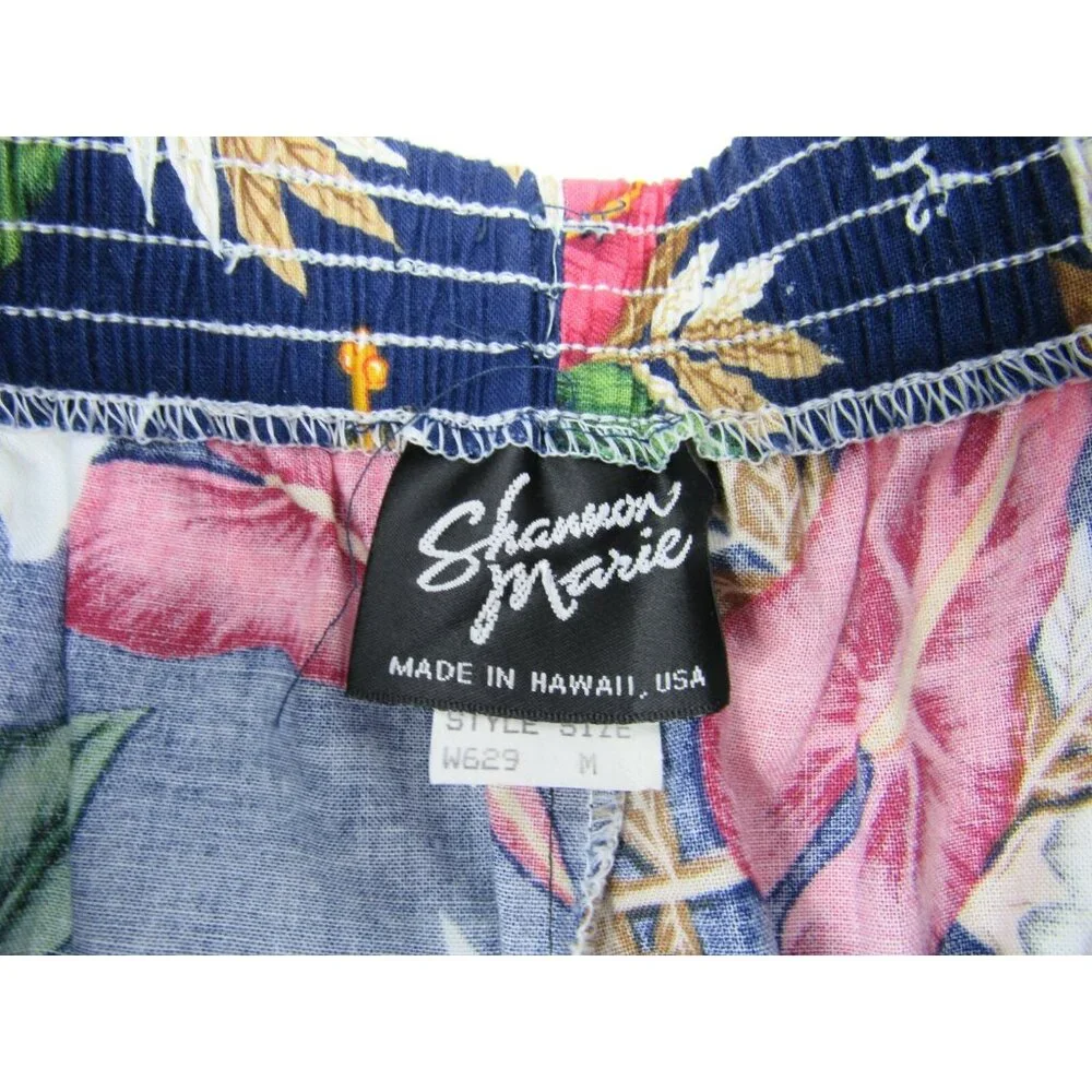 Vtg Shannon Marie‎ Hawaiian Floral Shorts Hibiscus Sz M USA Hawaii High Waist